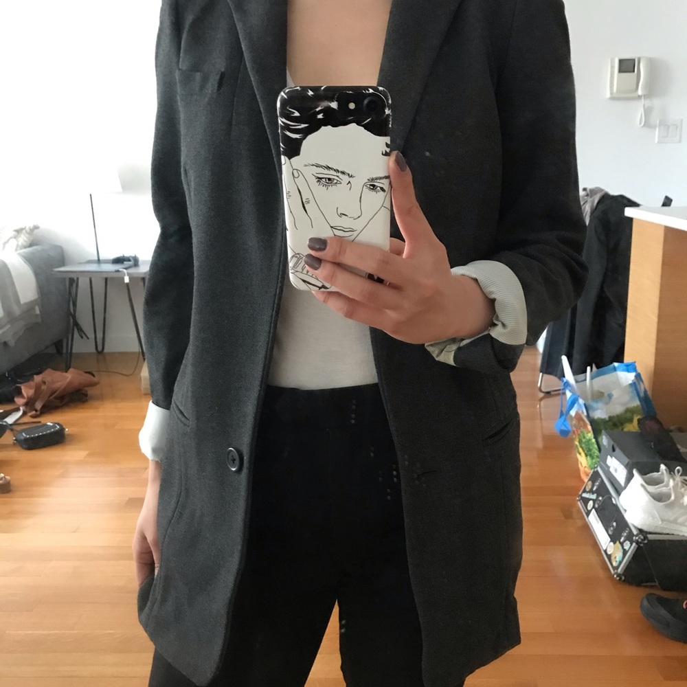 Club Monaco Grey Knit Long Blazer